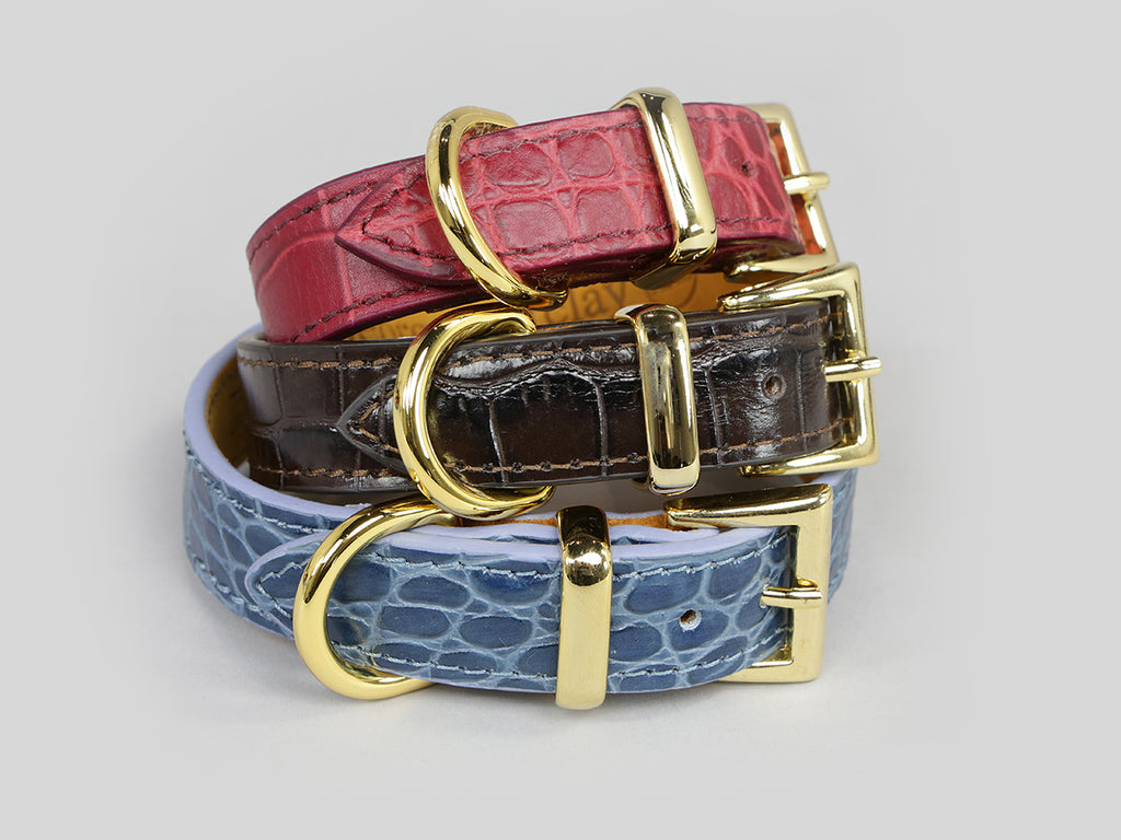 Exotic leather dog on sale collars