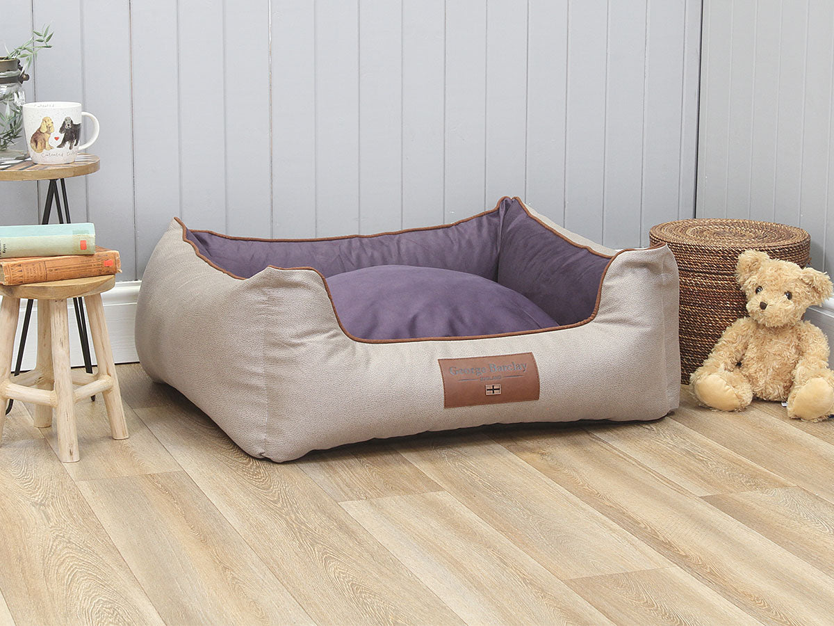 Selbourne Orthopaedic Walled Dog Bed - Taupe / Grape, Medium