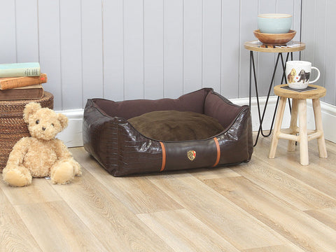 Holmsley Walled Dog Bed – Mahogany Brown, Small