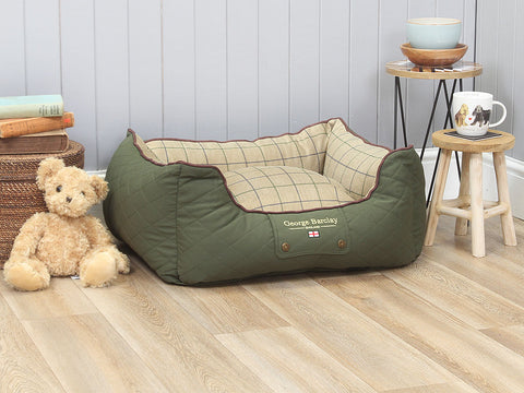 Country Orthopaedic Walled Dog Bed - Olive Green, Small