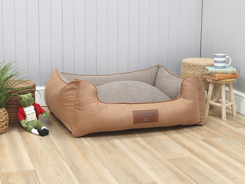 Exbury Orthopaedic Walled Dog Bed - Tan, Large