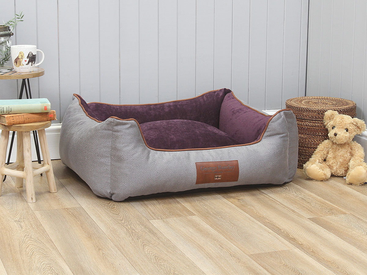 Monxton Orthopaedic Walled Dog Bed - Silver / Vino, Medium