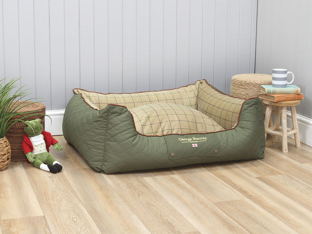 Country Orthopaedic Walled Dog Bed - Olive Green, Large