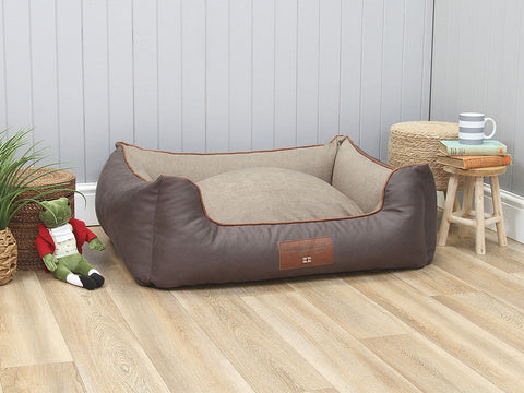 Beckley Orthopaedic Walled Dog Bed - Taupe / Chocolate, Large