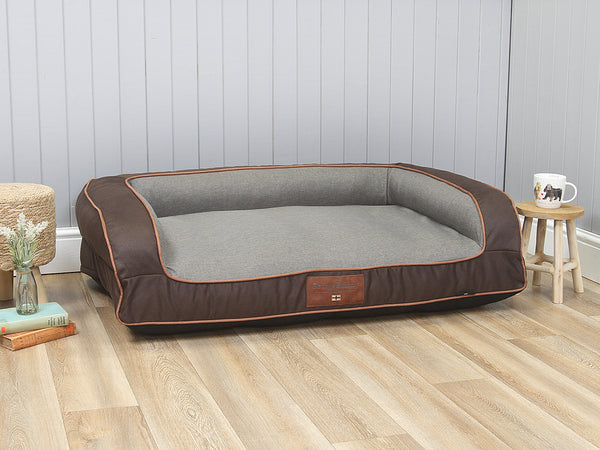 Beckley Dog Sofa Bed - Chestnut / Stone, Large