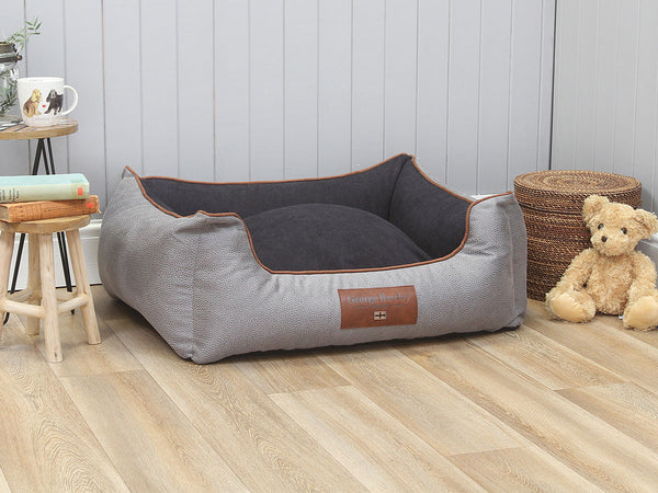 Monxton Orthopaedic Walled Dog Bed - Silver / Onyx, Medium