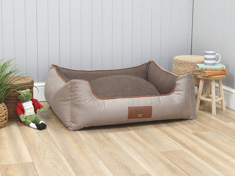 Beckley Orthopaedic Walled Dog Bed - Taupe / Mocha, Large