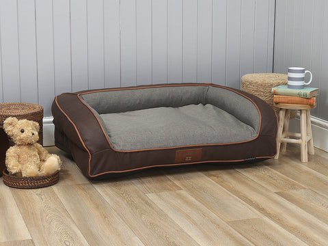 Beckley Dog Sofa Bed - Chestnut / Stone, Medium