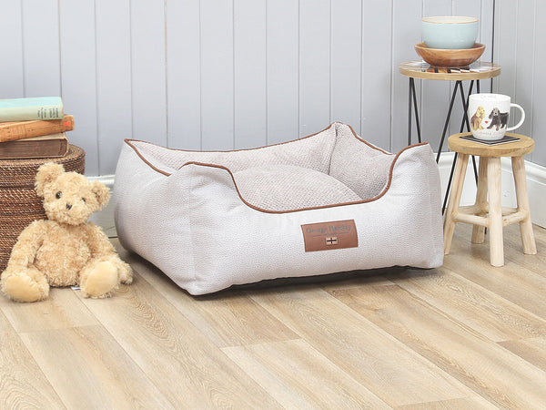 Exbury Orthopaedic Walled Dog Bed - Silver / Taupe, Small