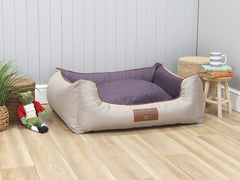 Selbourne Orthopaedic Walled Dog Bed - Taupe / Grape, Large